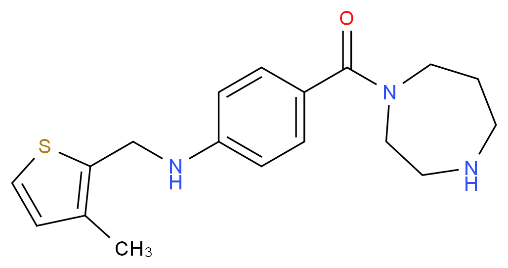 4-(1,4-diazepan-1-ylcarbonyl)-N-[(3-methyl-2-thienyl)methyl]aniline_分子结构_CAS_)