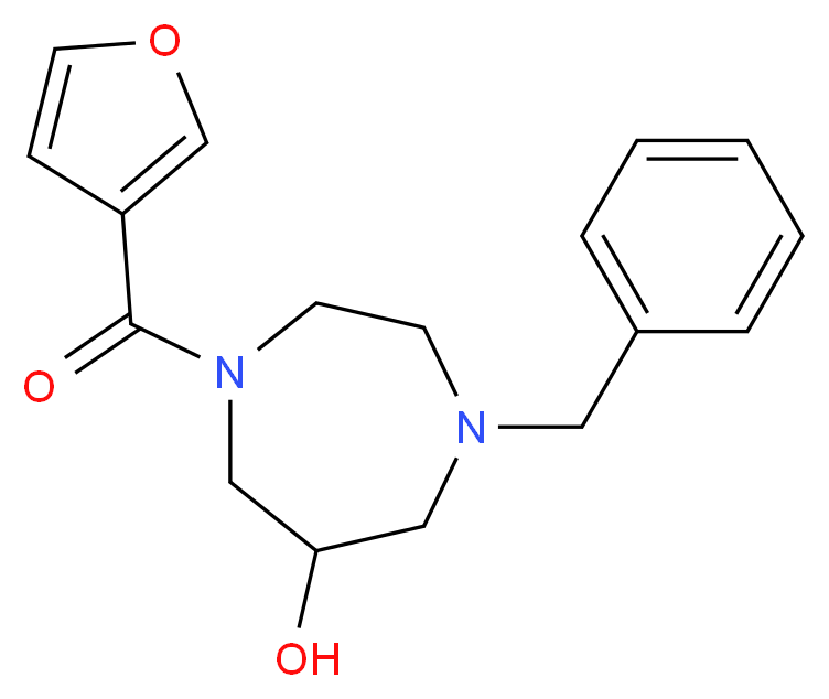 1-benzyl-4-(3-furoyl)-1,4-diazepan-6-ol_分子结构_CAS_)