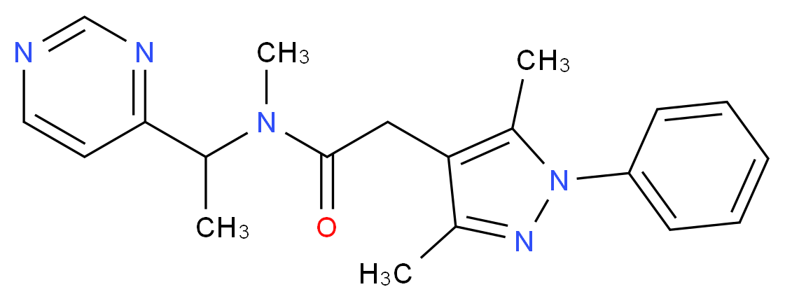 2-(3,5-dimethyl-1-phenyl-1H-pyrazol-4-yl)-N-methyl-N-[1-(4-pyrimidinyl)ethyl]acetamide_分子结构_CAS_)