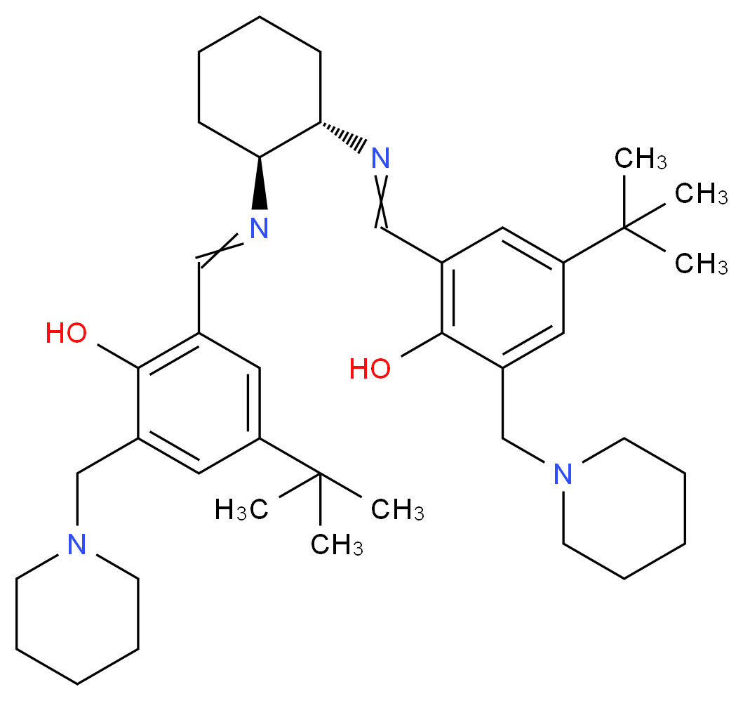 2,2′-[(1S,2S)-1,2-环己二基双[(E)-(次氮基次甲基)]]双[4-(叔丁基)-6-(4-哌啶基甲基)苯酚]_分子结构_CAS_478282-27-8)