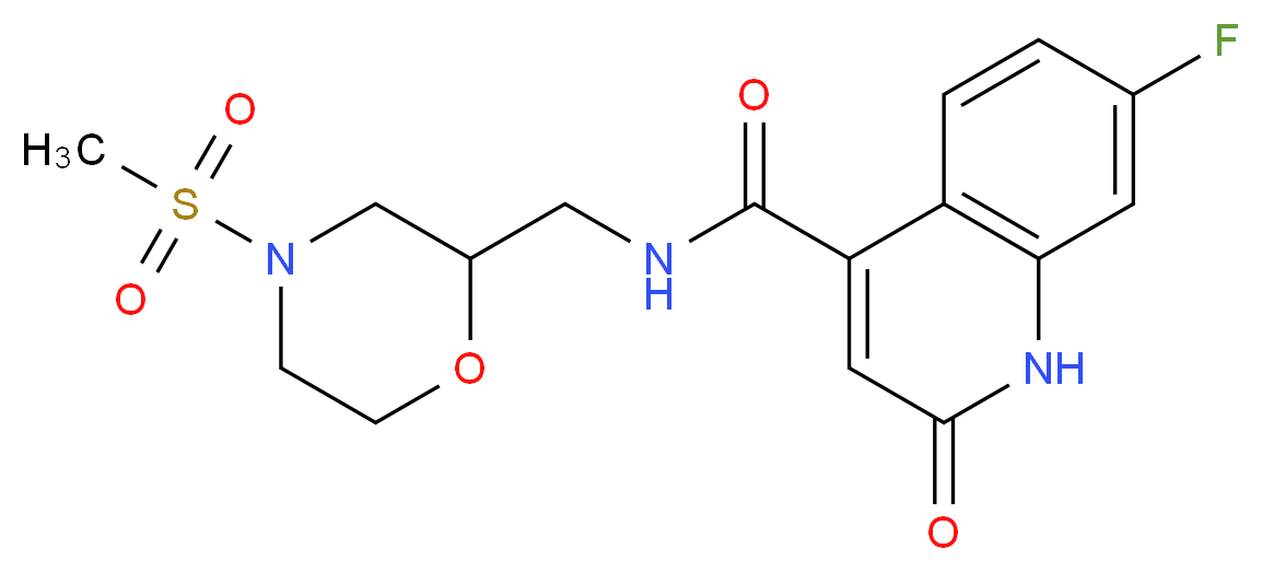 7-fluoro-N-{[4-(methylsulfonyl)morpholin-2-yl]methyl}-2-oxo-1,2-dihydroquinoline-4-carboxamide_分子结构_CAS_)