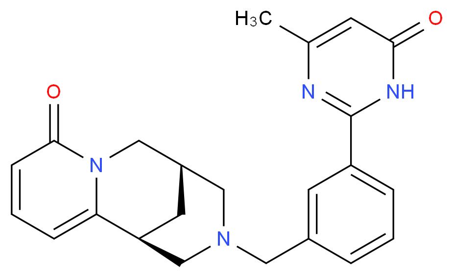 (1S,9R)-11-[3-(4-methyl-6-oxo-1,6-dihydro-2-pyrimidinyl)benzyl]-7,11-diazatricyclo[7.3.1.0~2,7~]trideca-2,4-dien-6-one_分子结构_CAS_)