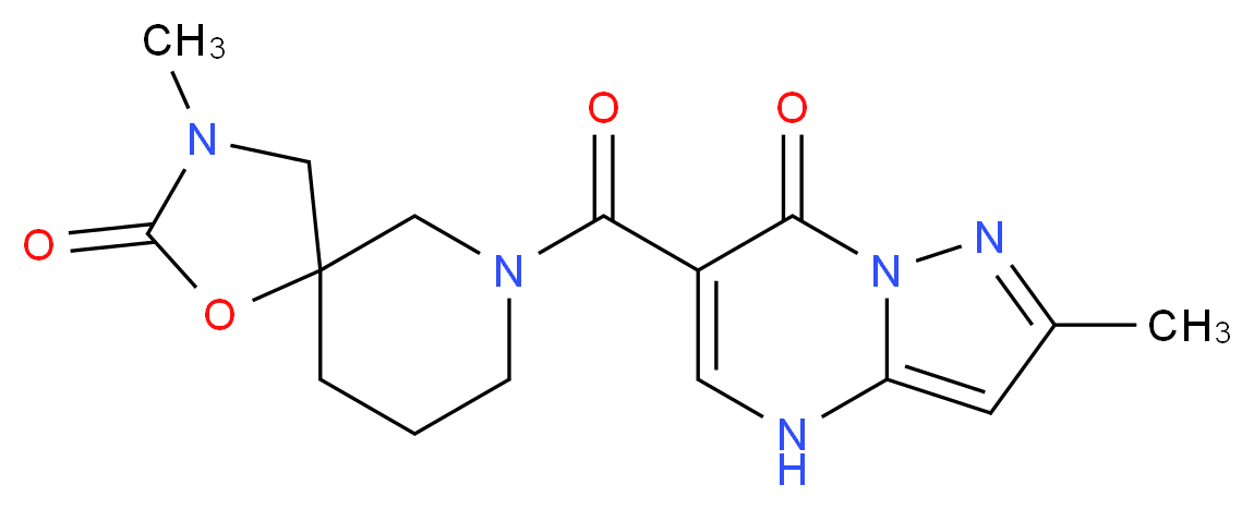3-methyl-7-[(2-methyl-7-oxo-4,7-dihydropyrazolo[1,5-a]pyrimidin-6-yl)carbonyl]-1-oxa-3,7-diazaspiro[4.5]decan-2-one_分子结构_CAS_)