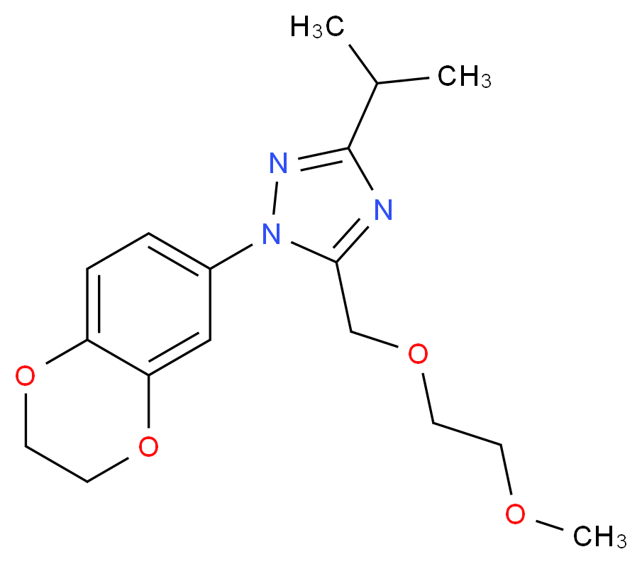 1-(2,3-dihydro-1,4-benzodioxin-6-yl)-3-isopropyl-5-[(2-methoxyethoxy)methyl]-1H-1,2,4-triazole_分子结构_CAS_)