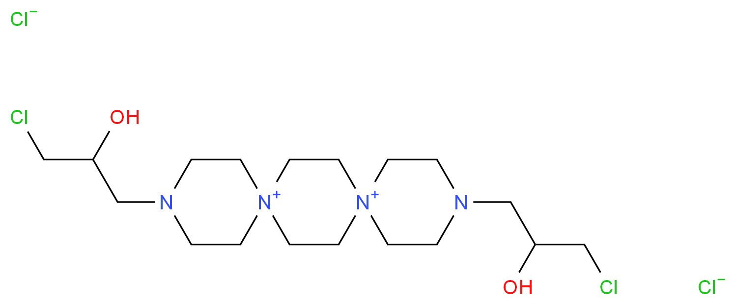 3,12-Bis(3-chloro-2-hydroxypropyl)-3,12-diaza-6,9-diazoniadispiro[5.2.5.2]hexadecane dichloride_分子结构_CAS_23476-83-7)