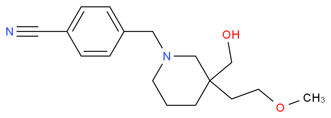 4-{[3-(hydroxymethyl)-3-(2-methoxyethyl)-1-piperidinyl]methyl}benzonitrile_分子结构_CAS_)