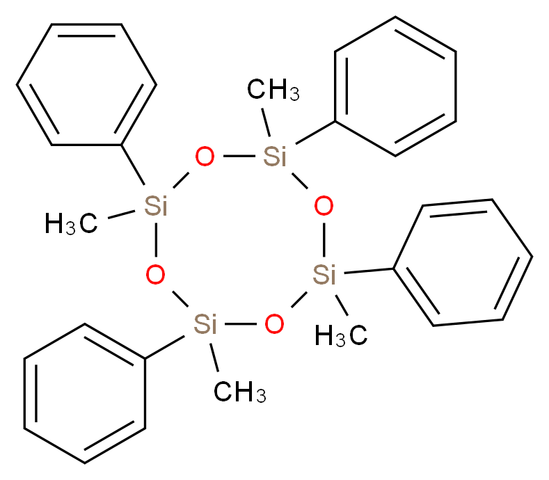 2,4,6,8-tetramethyl-2,4,6,8-tetraphenyl-1,3,5,7,2,4,6,8-tetraoxatetrasilocane_分子结构_CAS_77-63-4