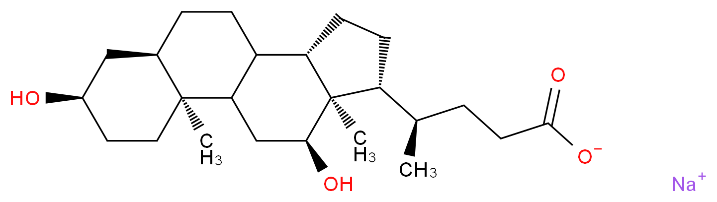 sodium (4R)-4-[(2S,5R,7R,11S,14R,15R,16S)-5,16-dihydroxy-2,15-dimethyltetracyclo[8.7.0.0<sup>2</sup>,<sup>7</sup>.0<sup>1</sup><sup>1</sup>,<sup>1</sup><sup>5</sup>]heptadecan-14-yl]pentanoate_分子结构_CAS_302-95-4