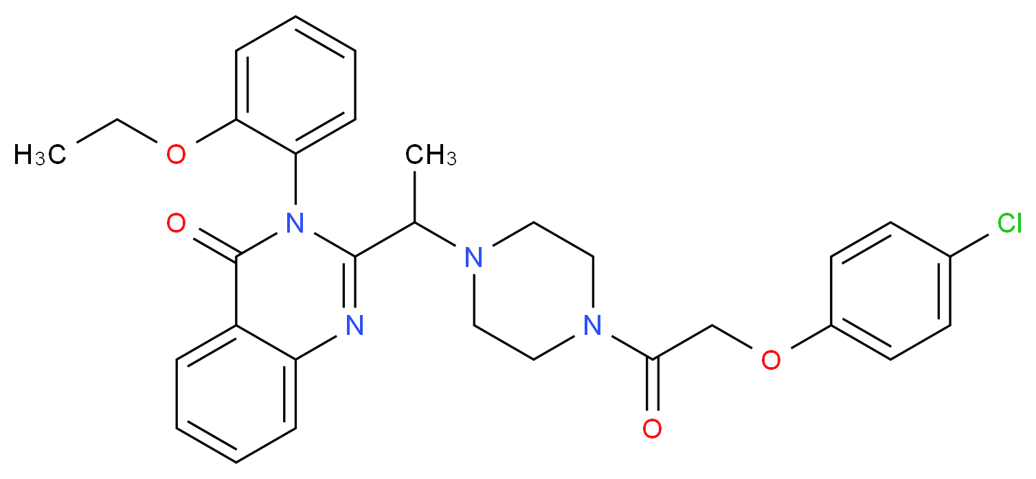 2-(1-{4-[2-(4-chlorophenoxy)acetyl]piperazin-1-yl}ethyl)-3-(2-ethoxyphenyl)-3,4-dihydroquinazolin-4-one_分子结构_CAS_571203-78-6