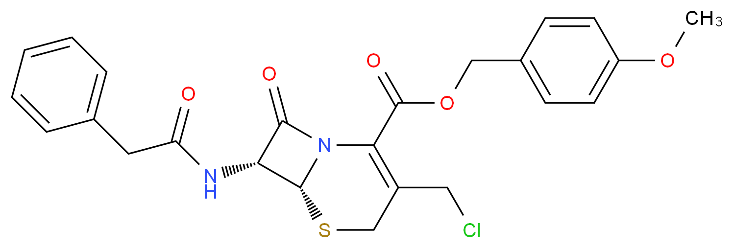 (4-methoxyphenyl)methyl (6R,7R)-3-(chloromethyl)-8-oxo-7-(2-phenylacetamido)-5-thia-1-azabicyclo[4.2.0]oct-2-ene-2-carboxylate_分子结构_CAS_104146-10-3