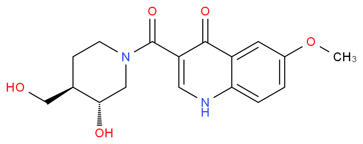 3-{[(3R*,4R*)-3-hydroxy-4-(hydroxymethyl)-1-piperidinyl]carbonyl}-6-methoxy-4(1H)-quinolinone_分子结构_CAS_)