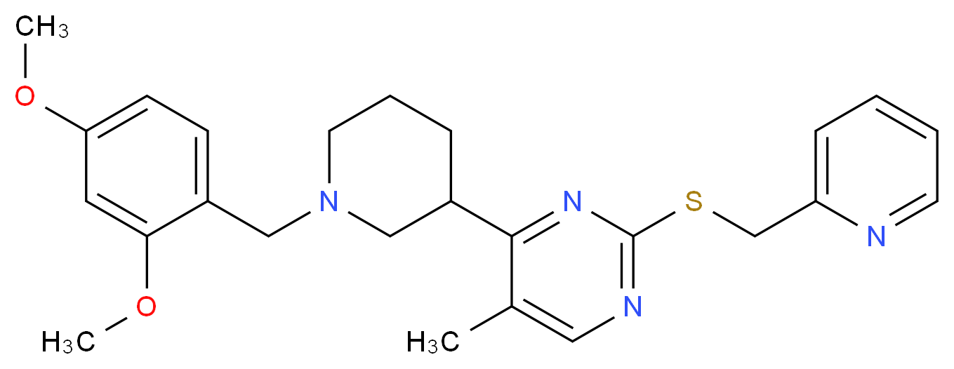 4-[1-(2,4-dimethoxybenzyl)-3-piperidinyl]-5-methyl-2-[(2-pyridinylmethyl)thio]pyrimidine_分子结构_CAS_)