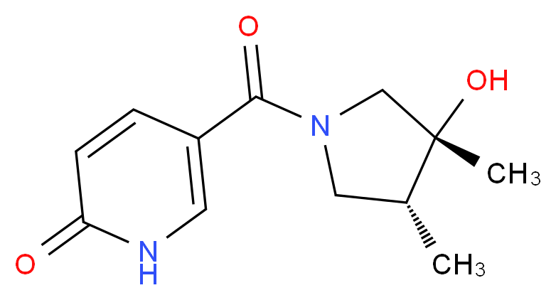 5-{[(3R*,4R*)-3-hydroxy-3,4-dimethyl-1-pyrrolidinyl]carbonyl}-2(1H)-pyridinone_分子结构_CAS_)