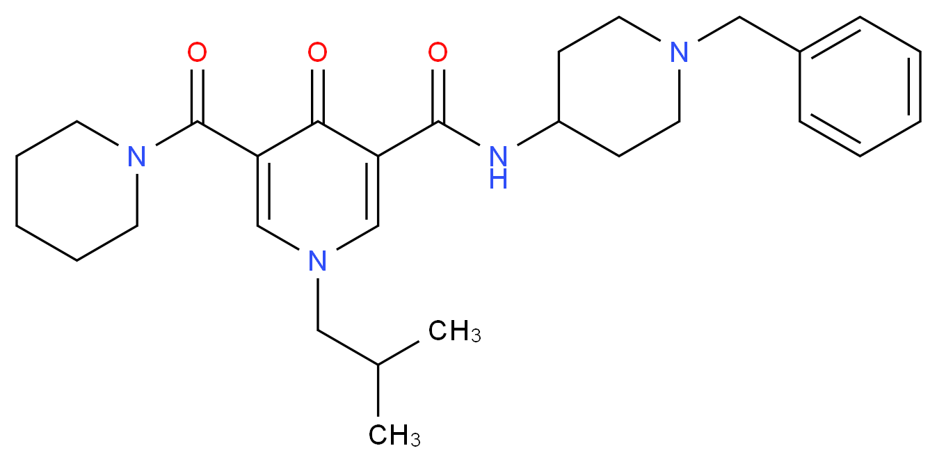 N-(1-benzyl-4-piperidinyl)-1-isobutyl-4-oxo-5-(1-piperidinylcarbonyl)-1,4-dihydro-3-pyridinecarboxamide_分子结构_CAS_)