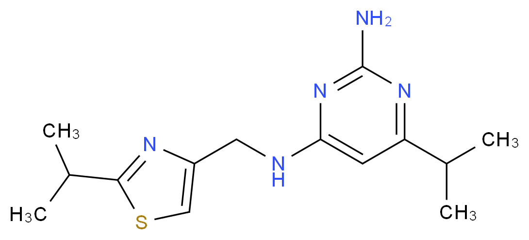 6-isopropyl-N~4~-[(2-isopropyl-1,3-thiazol-4-yl)methyl]pyrimidine-2,4-diamine_分子结构_CAS_)