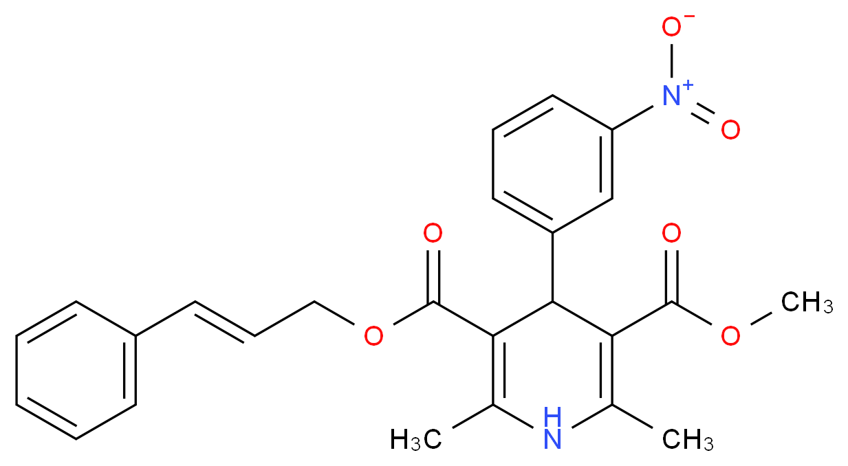 3-methyl 5-(2E)-3-phenylprop-2-en-1-yl 2,6-dimethyl-4-(3-nitrophenyl)-1,4-dihydropyridine-3,5-dicarboxylate_分子结构_CAS_99522-79-9