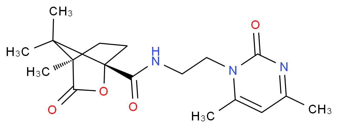 (1S*,4R*)-N-[2-(4,6-dimethyl-2-oxo-1(2H)-pyrimidinyl)ethyl]-4,7,7-trimethyl-3-oxo-2-oxabicyclo[2.2.1]heptane-1-carboxamide_分子结构_CAS_)