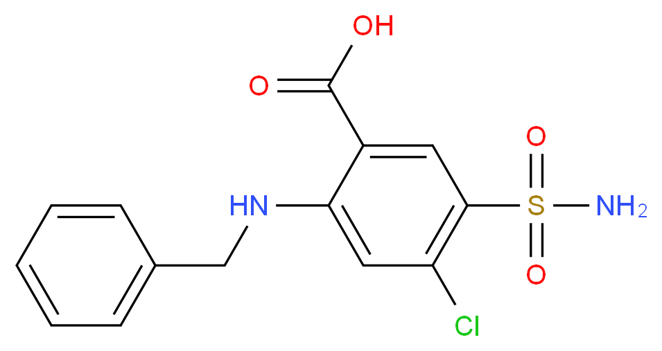 2-(benzylamino)-4-chloro-5-sulfamoylbenzoic acid_分子结构_CAS_2114-68-3