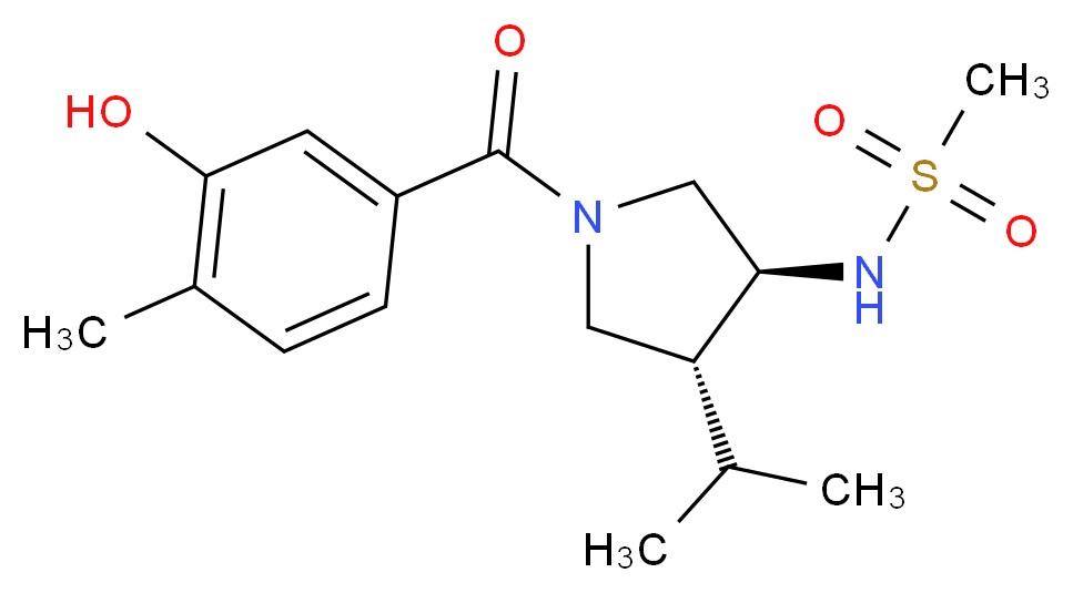 N-[(3S*,4R*)-1-(3-hydroxy-4-methylbenzoyl)-4-isopropylpyrrolidin-3-yl]methanesulfonamide_分子结构_CAS_)