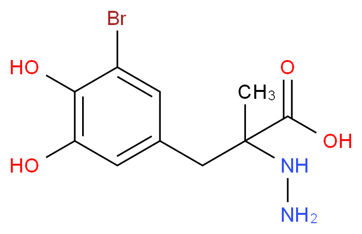 3-(3-bromo-4,5-dihydroxyphenyl)-2-hydrazinyl-2-methylpropanoic acid_分子结构_CAS_1246819-09-9