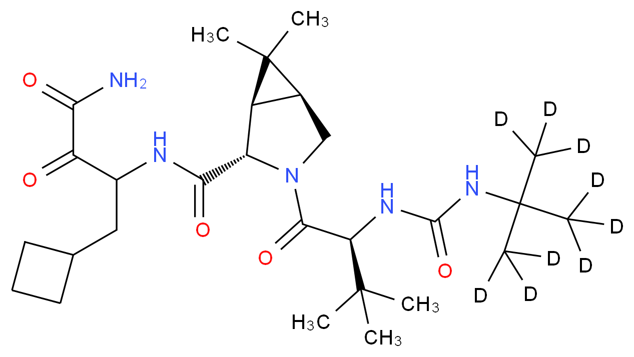 4-cyclobutyl-3-{[(1R,2S,5S)-3-[(2S)-3,3-dimethyl-2-({[2-(<sup>2</sup>H<sub>3</sub>)methyl(<sup>2</sup>H<sub>6</sub>)propan-2-yl]carbamoyl}amino)butanoyl]-6,6-dimethyl-3-azabicyclo[3.1.0]hexan-2-yl]formamido}-2-oxobutanamide_分子结构_CAS_1256751-11-7