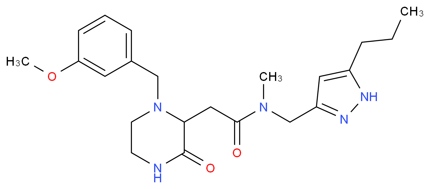2-[1-(3-methoxybenzyl)-3-oxo-2-piperazinyl]-N-methyl-N-[(5-propyl-1H-pyrazol-3-yl)methyl]acetamide_分子结构_CAS_)