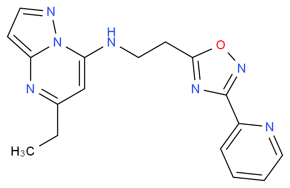 5-ethyl-N-[2-(3-pyridin-2-yl-1,2,4-oxadiazol-5-yl)ethyl]pyrazolo[1,5-a]pyrimidin-7-amine_分子结构_CAS_)