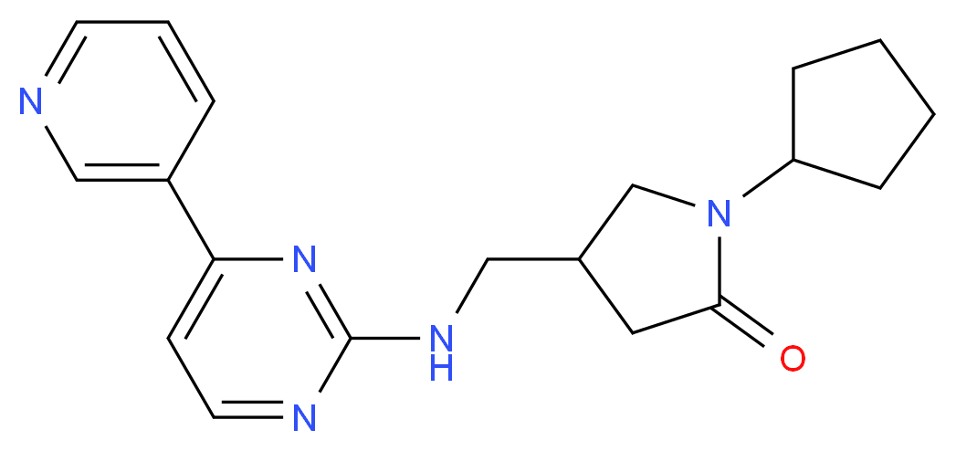 1-cyclopentyl-4-({[4-(3-pyridinyl)-2-pyrimidinyl]amino}methyl)-2-pyrrolidinone_分子结构_CAS_)