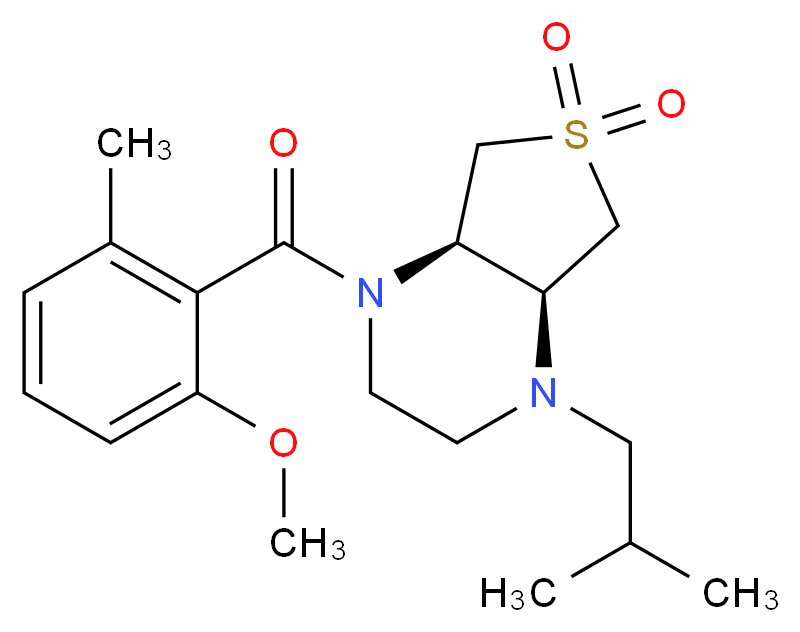 (4aR*,7aS*)-1-isobutyl-4-(2-methoxy-6-methylbenzoyl)octahydrothieno[3,4-b]pyrazine 6,6-dioxide_分子结构_CAS_)