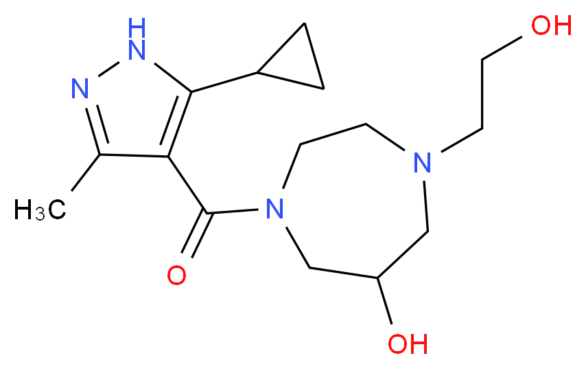 1-[(5-cyclopropyl-3-methyl-1H-pyrazol-4-yl)carbonyl]-4-(2-hydroxyethyl)-1,4-diazepan-6-ol_分子结构_CAS_)