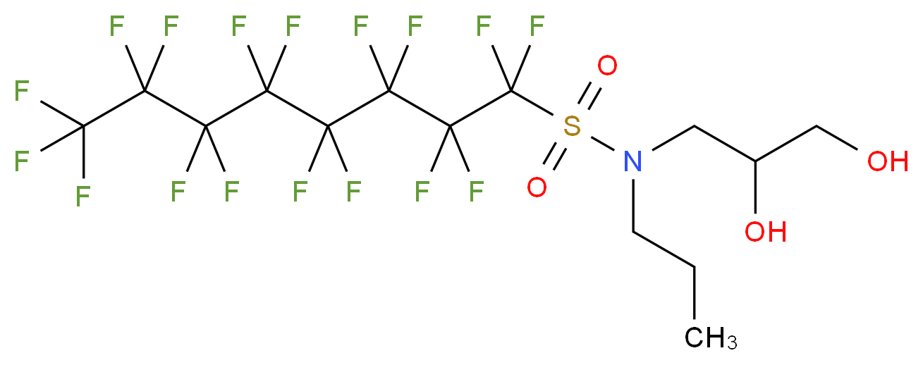 N-(2,3-dihydroxypropyl)-1,1,2,2,3,3,4,4,5,5,6,6,7,7,8,8,8-heptadecafluoro-N-propyloctane-1-sulfonamide_分子结构_CAS_2262-49-9