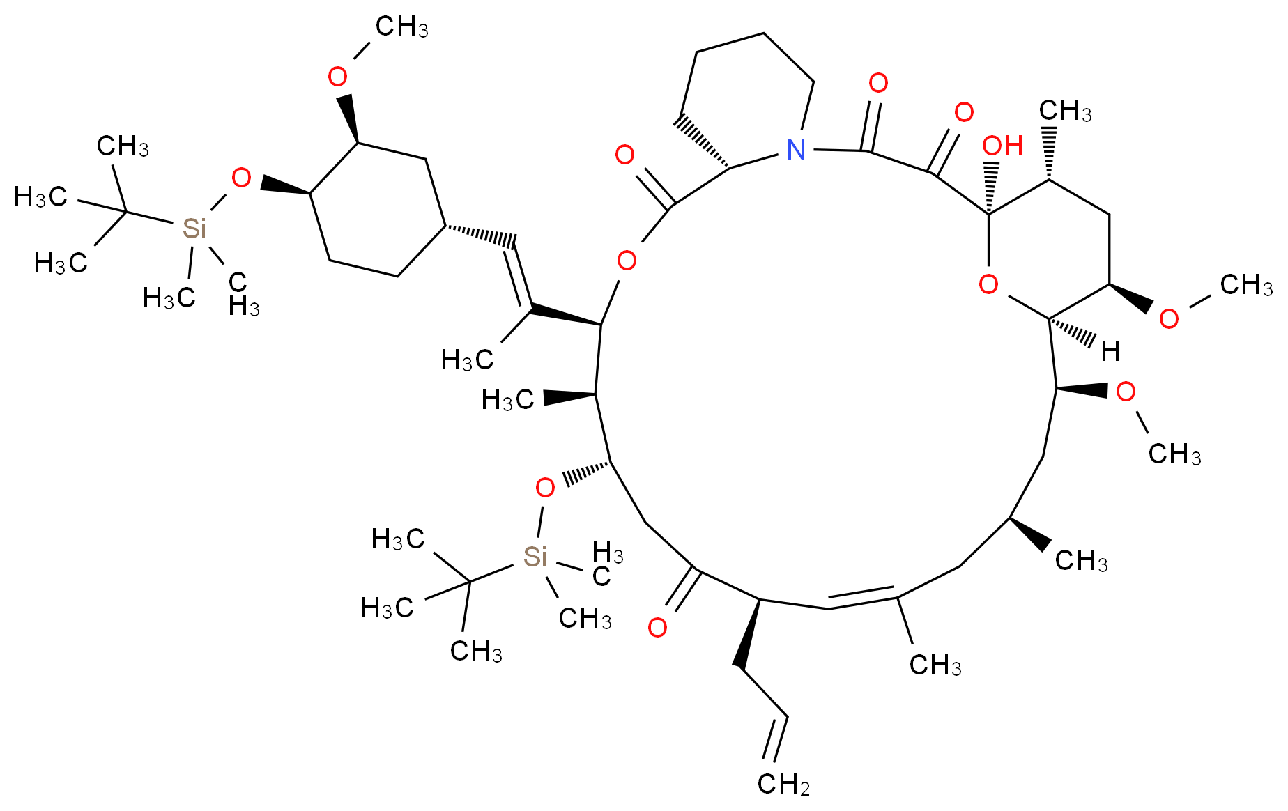 24,33-Bis-O-(tert-butyldimethylsilyl)-FK-506_分子结构_CAS_133941-75-0)