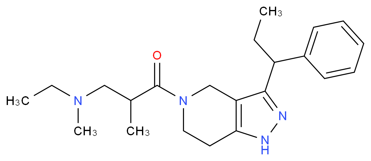 N-ethyl-N,2-dimethyl-3-oxo-3-[3-(1-phenylpropyl)-1,4,6,7-tetrahydro-5H-pyrazolo[4,3-c]pyridin-5-yl]propan-1-amine_分子结构_CAS_)