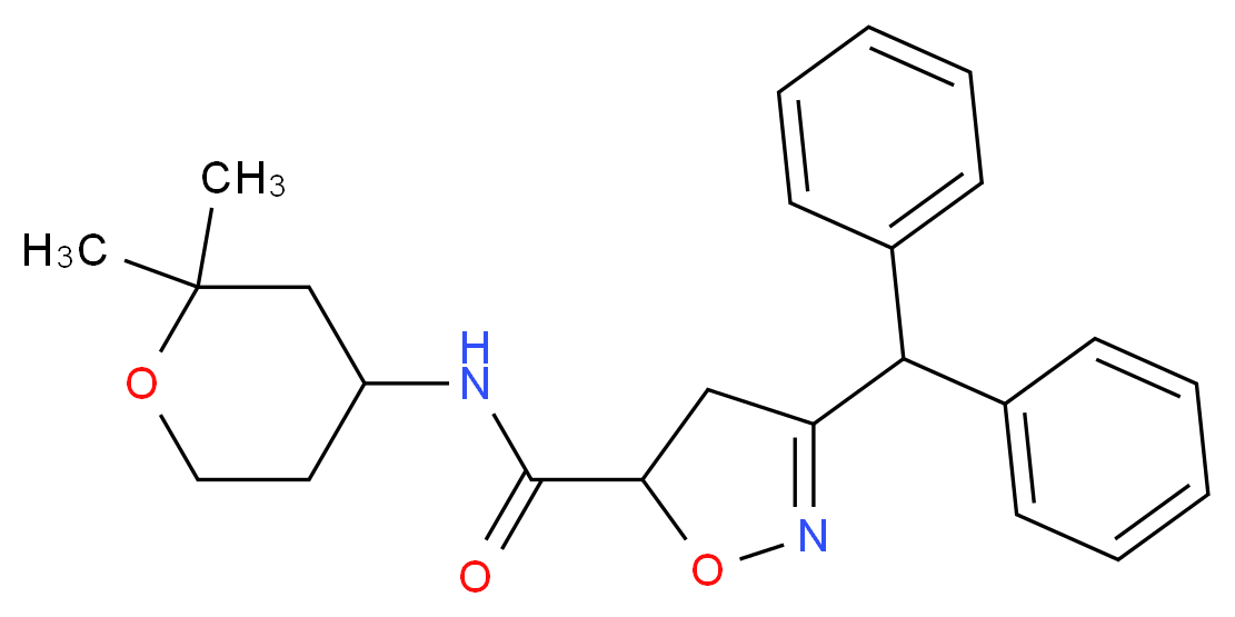 N-(2,2-dimethyltetrahydro-2H-pyran-4-yl)-3-(diphenylmethyl)-4,5-dihydro-5-isoxazolecarboxamide_分子结构_CAS_)