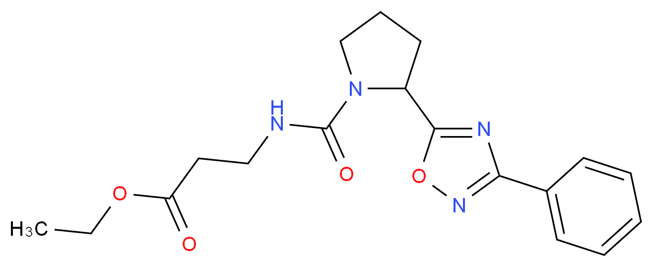 ethyl N-{[2-(3-phenyl-1,2,4-oxadiazol-5-yl)-1-pyrrolidinyl]carbonyl}-beta-alaninate_分子结构_CAS_)