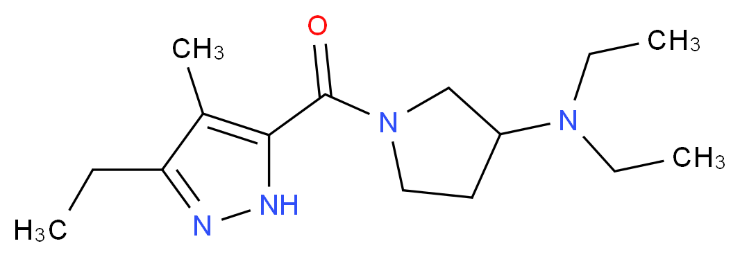 N,N-diethyl-1-[(3-ethyl-4-methyl-1H-pyrazol-5-yl)carbonyl]pyrrolidin-3-amine_分子结构_CAS_)