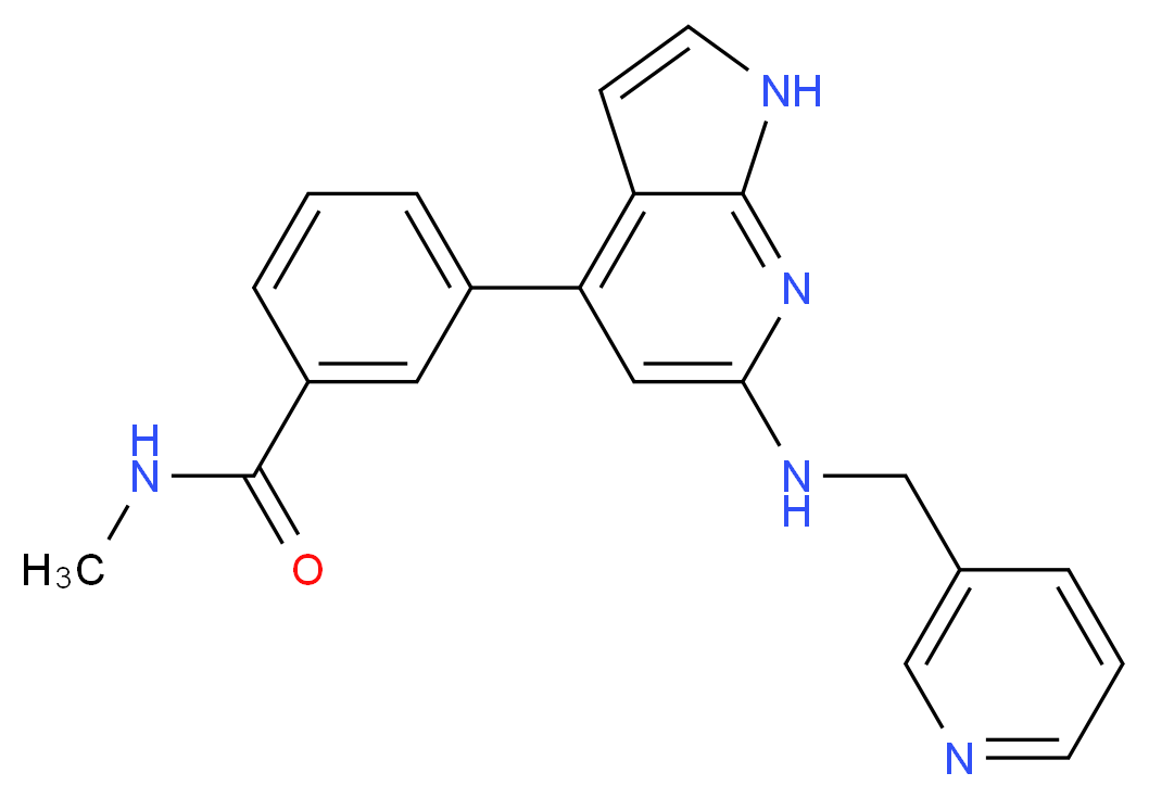 N-methyl-3-{6-[(3-pyridinylmethyl)amino]-1H-pyrrolo[2,3-b]pyridin-4-yl}benzamide_分子结构_CAS_)
