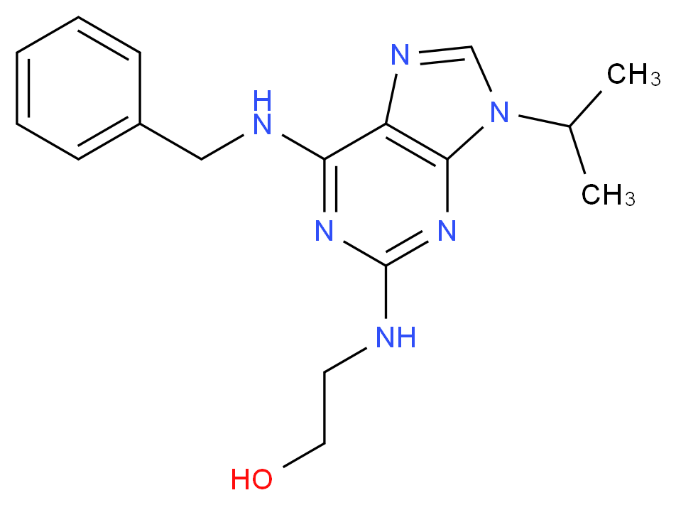 2-{[6-(benzylamino)-9-(propan-2-yl)-9H-purin-2-yl]amino}ethan-1-ol_分子结构_CAS_158982-15-1