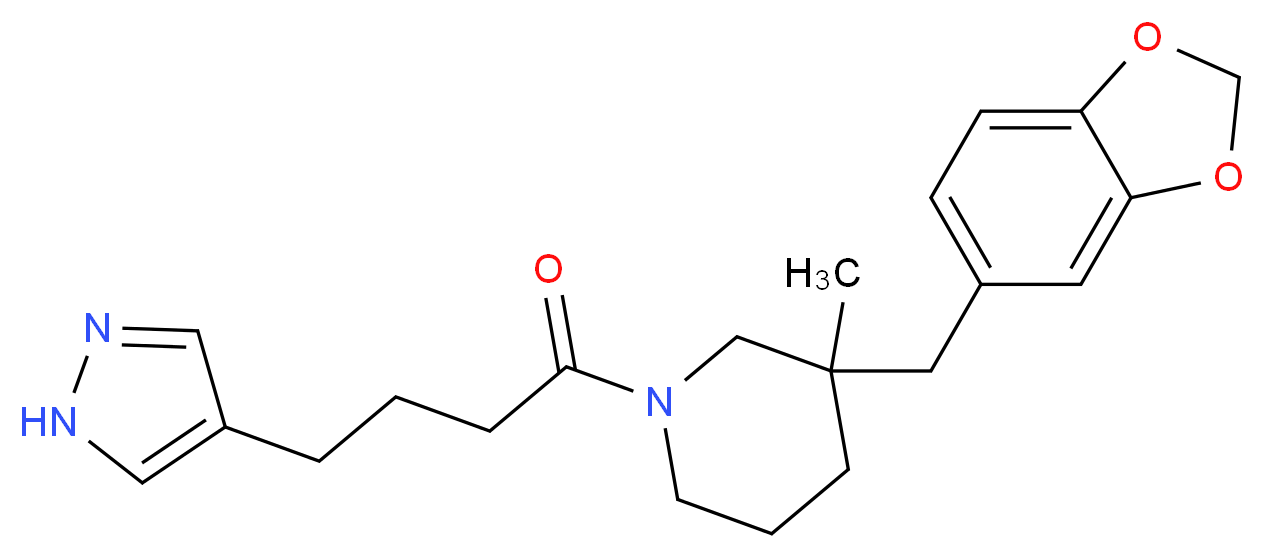3-(1,3-benzodioxol-5-ylmethyl)-3-methyl-1-[4-(1H-pyrazol-4-yl)butanoyl]piperidine_分子结构_CAS_)