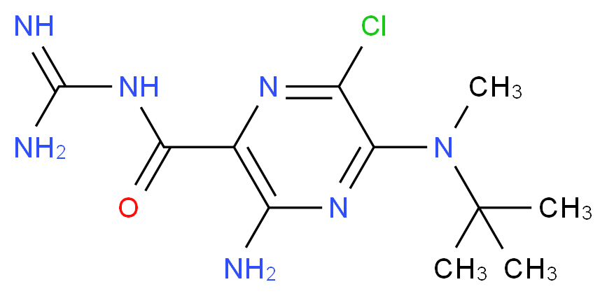 3-amino-5-[tert-butyl(methyl)amino]-N-carbamimidoyl-6-chloropyrazine-2-carboxamide_分子结构_CAS_96861-65-3