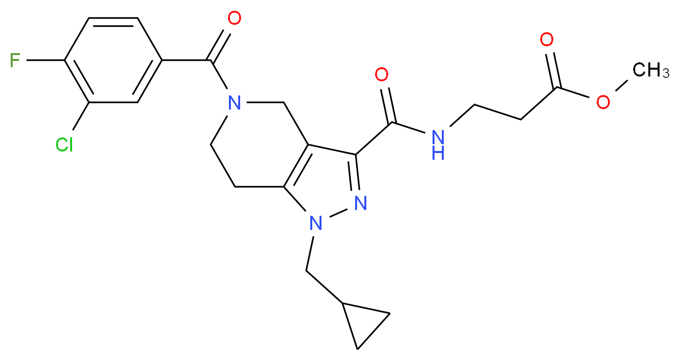 methyl N-{[5-(3-chloro-4-fluorobenzoyl)-1-(cyclopropylmethyl)-4,5,6,7-tetrahydro-1H-pyrazolo[4,3-c]pyridin-3-yl]carbonyl}-beta-alaninate_分子结构_CAS_)