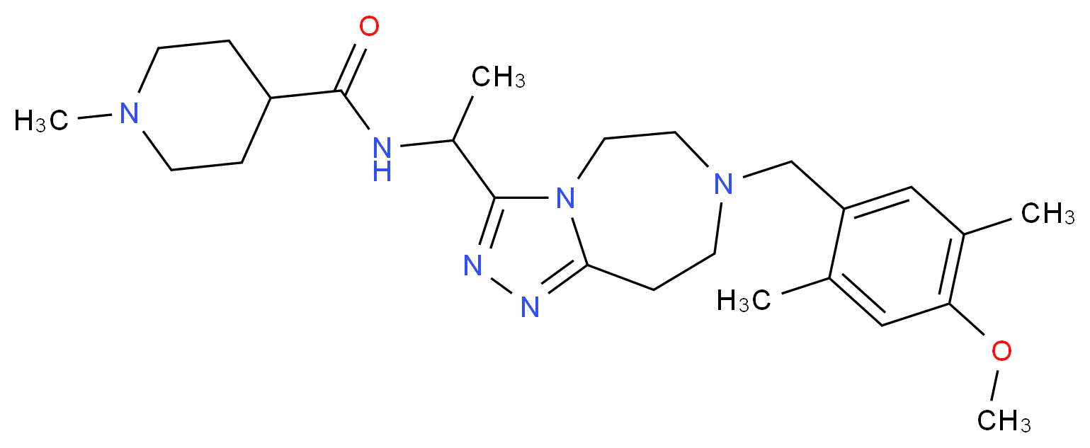 N-{1-[7-(4-methoxy-2,5-dimethylbenzyl)-6,7,8,9-tetrahydro-5H-[1,2,4]triazolo[4,3-d][1,4]diazepin-3-yl]ethyl}-1-methyl-4-piperidinecarboxamide_分子结构_CAS_)
