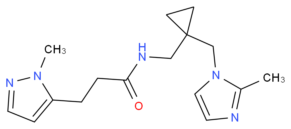 N-({1-[(2-methyl-1H-imidazol-1-yl)methyl]cyclopropyl}methyl)-3-(1-methyl-1H-pyrazol-5-yl)propanamide_分子结构_CAS_)
