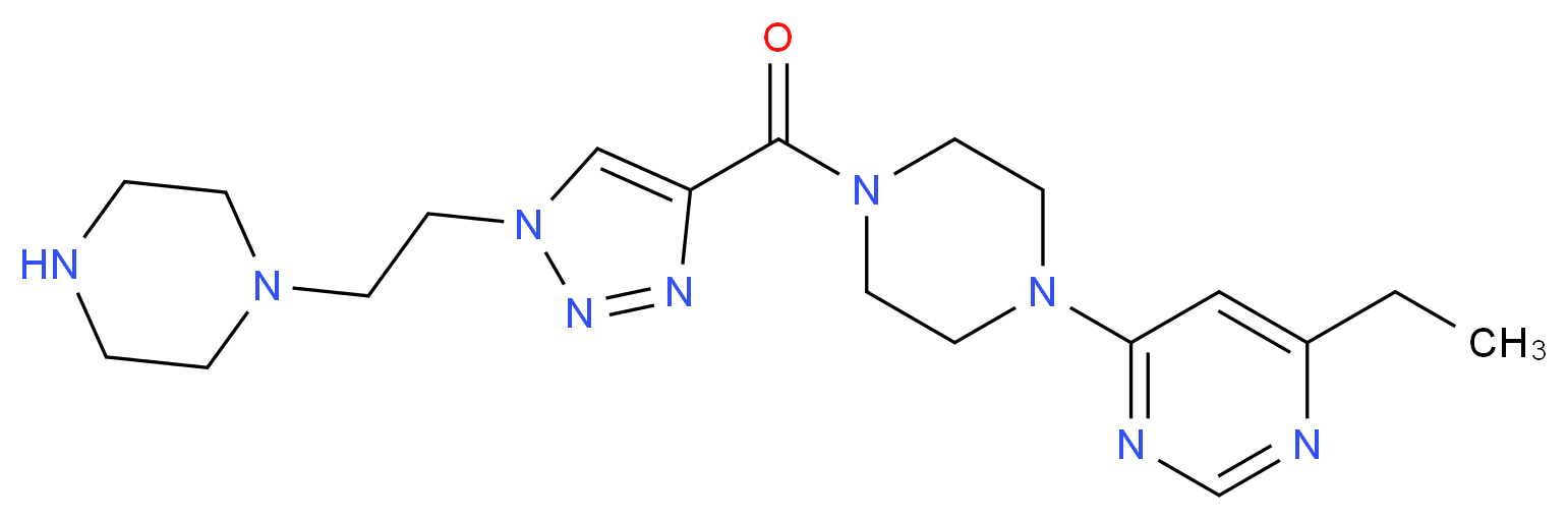 4-ethyl-6-(4-{[1-(2-piperazin-1-ylethyl)-1H-1,2,3-triazol-4-yl]carbonyl}piperazin-1-yl)pyrimidine_分子结构_CAS_)