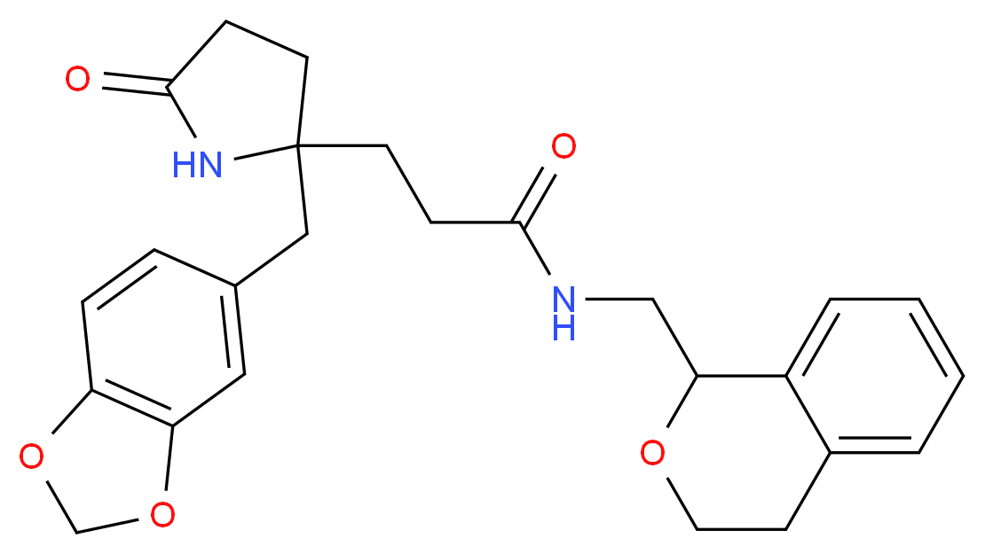 3-[2-(1,3-benzodioxol-5-ylmethyl)-5-oxo-2-pyrrolidinyl]-N-(3,4-dihydro-1H-isochromen-1-ylmethyl)propanamide_分子结构_CAS_)
