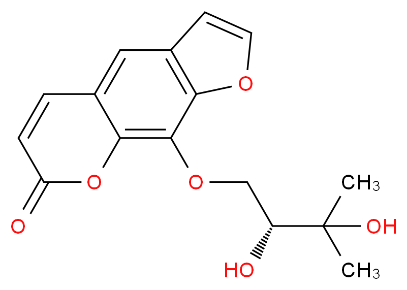 9-[(2R)-2,3-dihydroxy-3-methylbutoxy]-7H-furo[3,2-g]chromen-7-one_分子结构_CAS_31575-93-6