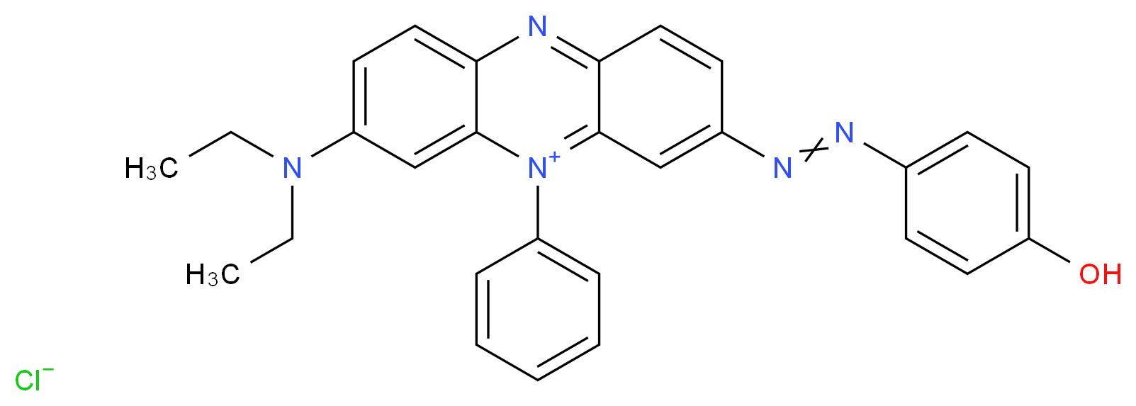 3-(diethylamino)-7-[2-(4-hydroxyphenyl)diazen-1-yl]-5-phenyl-5λ<sup>5</sup>,10-phenazin-5-ylium chloride_分子结构_CAS_4443-99-6