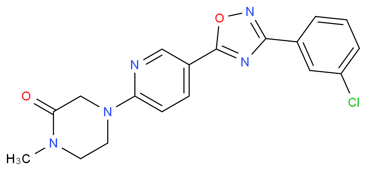 4-{5-[3-(3-chlorophenyl)-1,2,4-oxadiazol-5-yl]-2-pyridinyl}-1-methyl-2-piperazinone_分子结构_CAS_)