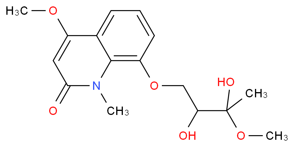 8-(2,3-dihydroxy-3-methoxybutoxy)-4-methoxy-1-methyl-1,2-dihydroquinolin-2-one_分子结构_CAS_2520-38-9