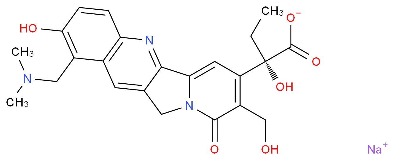 sodium (2S)-2-{1-[(dimethylamino)methyl]-2-hydroxy-8-(hydroxymethyl)-9-oxo-9H,11H-indolizino[1,2-b]quinolin-7-yl}-2-hydroxybutanoate_分子结构_CAS_123949-08-6